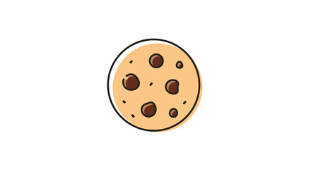 Cartoon Chocolate Chip Cookie Illustration with Dark Chips.