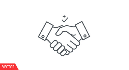 Agreement and Partnership Handshake Icon with Checkmark.