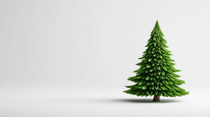 Fototapeta premium A vibrant green Christmas tree isolated on a clean white background