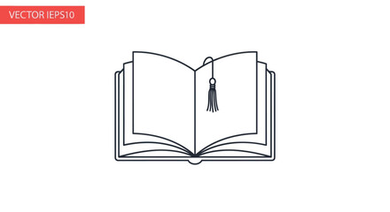 Open book with tassel bookmark symbolizing knowledge and education.