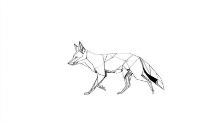 Fototapeta premium Geometric fox outline illustration