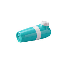 Teal Cylindrical Bottle with White Stripes, Glossy Finish on Transparent Background, 3D Realism Asset