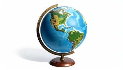 Physical Globe of Earth Showing North and South America with Topographical Features