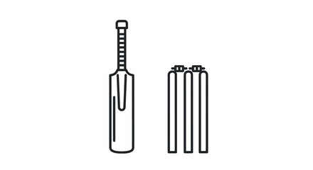 Cricket Bat and Wicket Illustration Sporting Equipment.