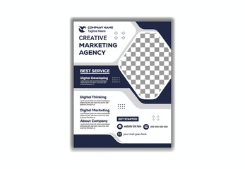 Stylish Digital Marketing Poster Modern Navy Blue  Business Flyer Template Vector Design
