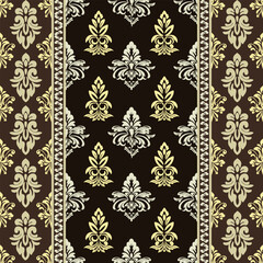 Elegant Damask Ornamental Pattern in Brown and Gold