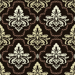 Elegant Damask Floral Scrollwork on Dark Background