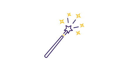 Sparkling Magic Wand with Star and Glittering Effects Isolated on White.