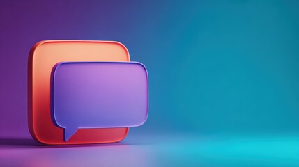 3D render of a chat bubble icon on a colorful gradient background