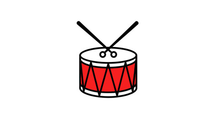 Red Drum with Drumsticks Musical Instrument Icon.
