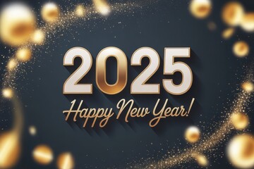 Happy New Year 2025 Celebration Golden Numbers Sparkles Festive Design