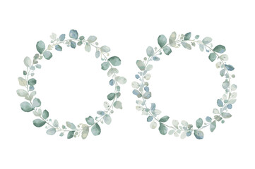 Obraz premium Watercolor Botanical Wreaths Clipart Bundle | Floral Leaf Frames PNG Collection