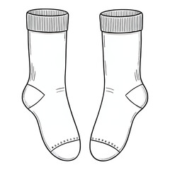 Black and White Outline Drawing of a Pair of Socks