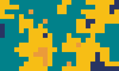 Abstract pixel art background.  Vibrant teal and yellow blocks create a dynamic, geometric pattern.  Perfect for tech, gaming, or modern design projects.