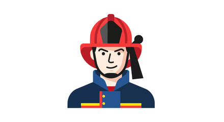 Firefighter in Red Helmet and Uniform Illustration.