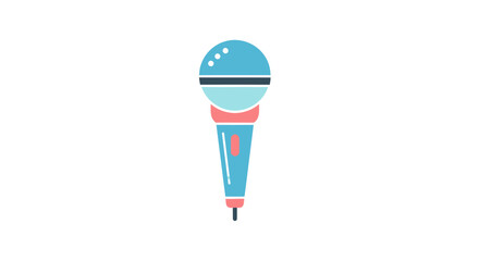 Cartoon Blue Microphone Flat Design Illustration.