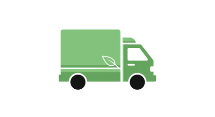 Green Delivery Truck with Leaf Symbol for Eco-Friendly Transport.