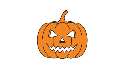 Spooky Orange Halloween Jack-o-lantern with Carved Face.