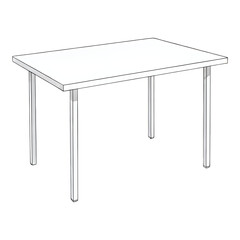 Outline Drawing of a Simple Rectangular Table with Metal Legs
