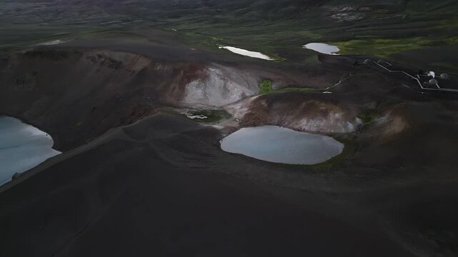 Krafla Viti Crater In Iceland - Aerial Drone Shot