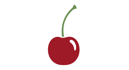 A single ripe red cherry with a green stem.