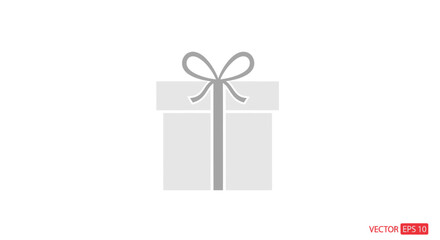 Simple Gray Gift Box with Ribbon Bow Icon.