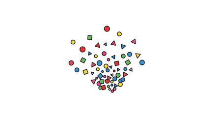 Colorful Geometric Shapes Cluster: Circles Squares Triangles and Rings.