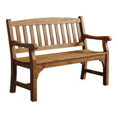 Classic Wooden Garden or Park Bench Isolated on Clear Background