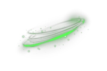 Abstract green glowing ring with speed light effect. Futuristic neon swirl circle design ideal for tech banners, sci-fi energy, and motion vector backgrounds.