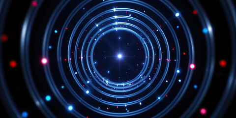 Obraz premium Vibrant glowing tunnel with neon lights modern backdrop for digital projects and futuristic presentations