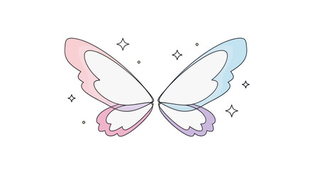Magical Pastel Gradient Fairy Wings Illustration with Sparkling Details.