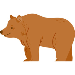 Cartoon Brown Bear Standing Side Profile With A Friendly Expression On A Transparent Background