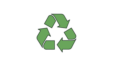 Green Recycling Symbol with Three Arrows in a Continuous Loop.