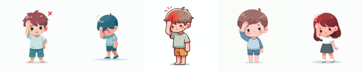 vector of a children with a headache
