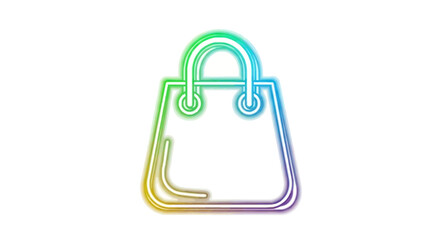 Colorful Neon Outline of a Shopping Bag.