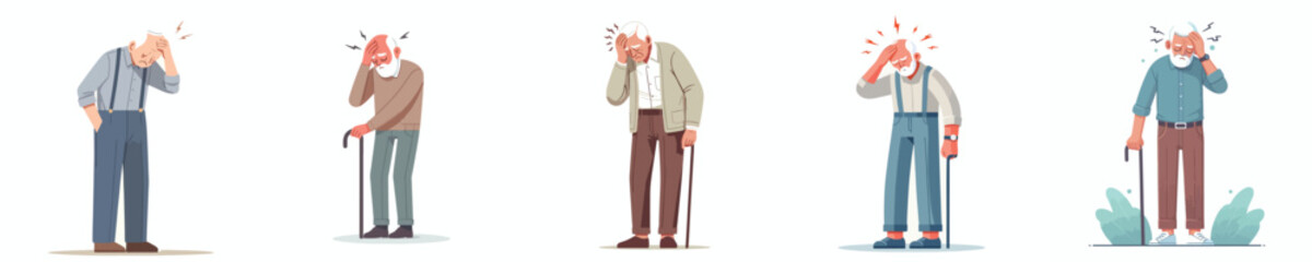 vector of a grandfather with a headache