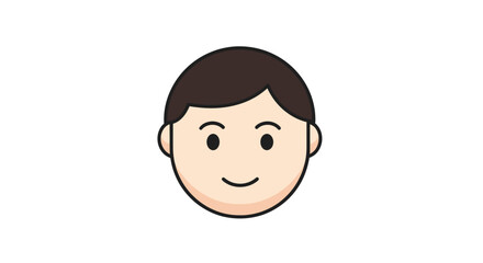 Simple Cartoon Illustration of a Young Boys Face with Dark Hair.