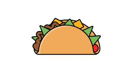 Deliciously Illustrated Taco with Savory Fillings and Crisp Toppings.