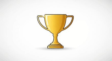 Golden Trophy Cup Illustration with Handles and Pedestal Base.