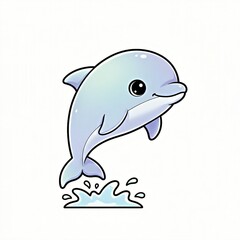 Obraz premium Cute pastel dolphin jumping, vector cartoon, white background