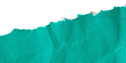 Green torn cardboard isolated on a transparent background