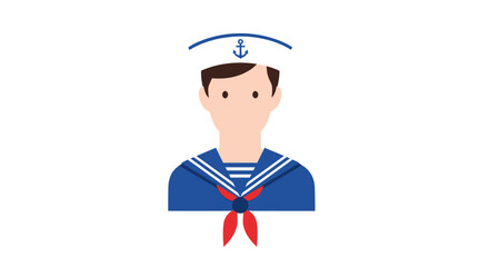 Cartoon Sailor with White Hat and Blue Uniform.