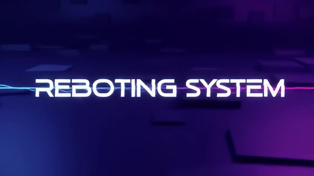 reboting system motion text animation with glitch effect and color. 4k footage for opening a video project