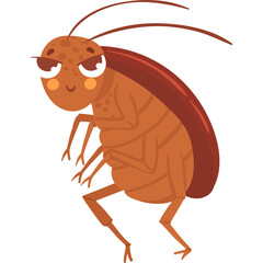Cartoon Cockroach Insect With Brown Shell And Red Wings On A White Background Transparent Background