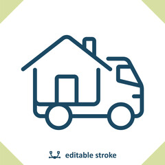 Moving Truck Icon. Van, Truck, House, Home