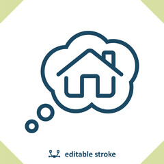 Real Estate Thinking Icon. House, Home, Thought Bubble