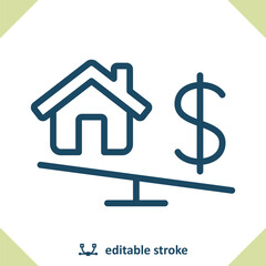 Real Estate Icon. House, Home, Flip, Flipping, Price, Dollar, Housing Market