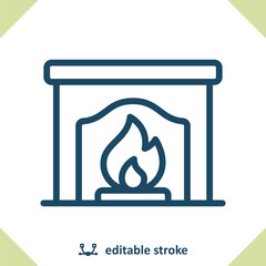 Fireplace Icon. Fire Place, Flame, Hearth