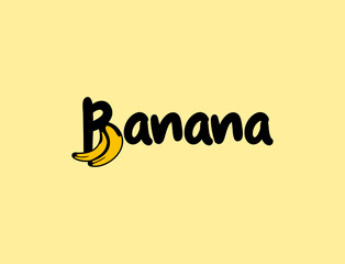 Banana Logo Simple and stylish design featuring the word 'Banana' and a banana icon, perfect for branding