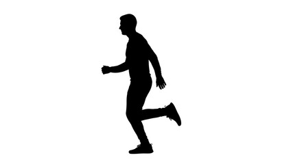 Dynamic silhouette of a man running energetically, capturing motion and fitness for modern lifestyle and sports content.